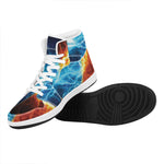 Fire And Ice Energy Print High Top Leather Sneakers