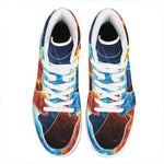 Fire And Ice Energy Print High Top Leather Sneakers