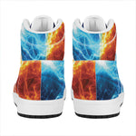 Fire And Ice Energy Print High Top Leather Sneakers
