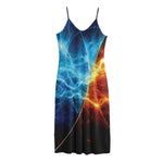 Fire And Ice Energy Print Jersey Midi Cami Dress