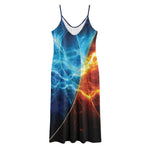 Fire And Ice Energy Print Jersey Midi Cami Dress