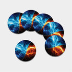 Fire And Ice Energy Print Leather Coaster Set