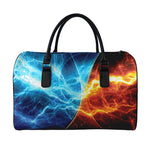 Fire And Ice Energy Print Leather Duffle Bag