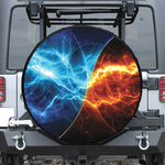Fire And Ice Energy Print Leather Spare Tire Cover