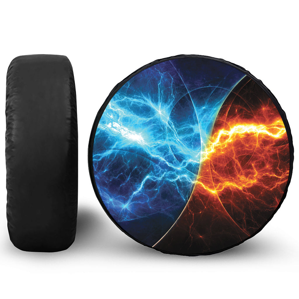 Fire And Ice Energy Print Leather Spare Tire Cover