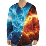 Fire And Ice Energy Print Long Sleeve Baseball Jersey