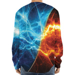 Fire And Ice Energy Print Long Sleeve Baseball Jersey