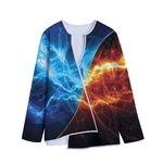 Fire And Ice Energy Print Long Sleeve Short Coat