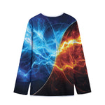 Fire And Ice Energy Print Long Sleeve Short Coat