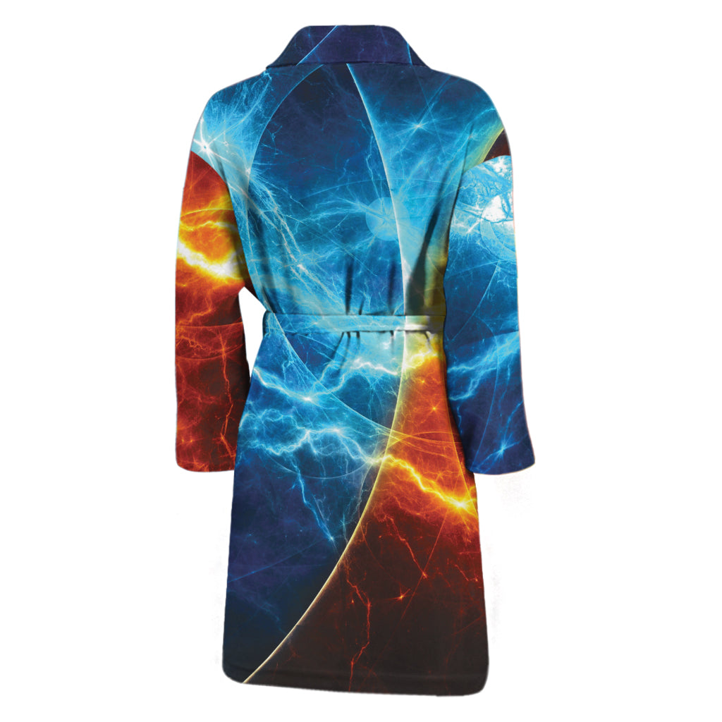 Fire And Ice Energy Print Men's Bathrobe