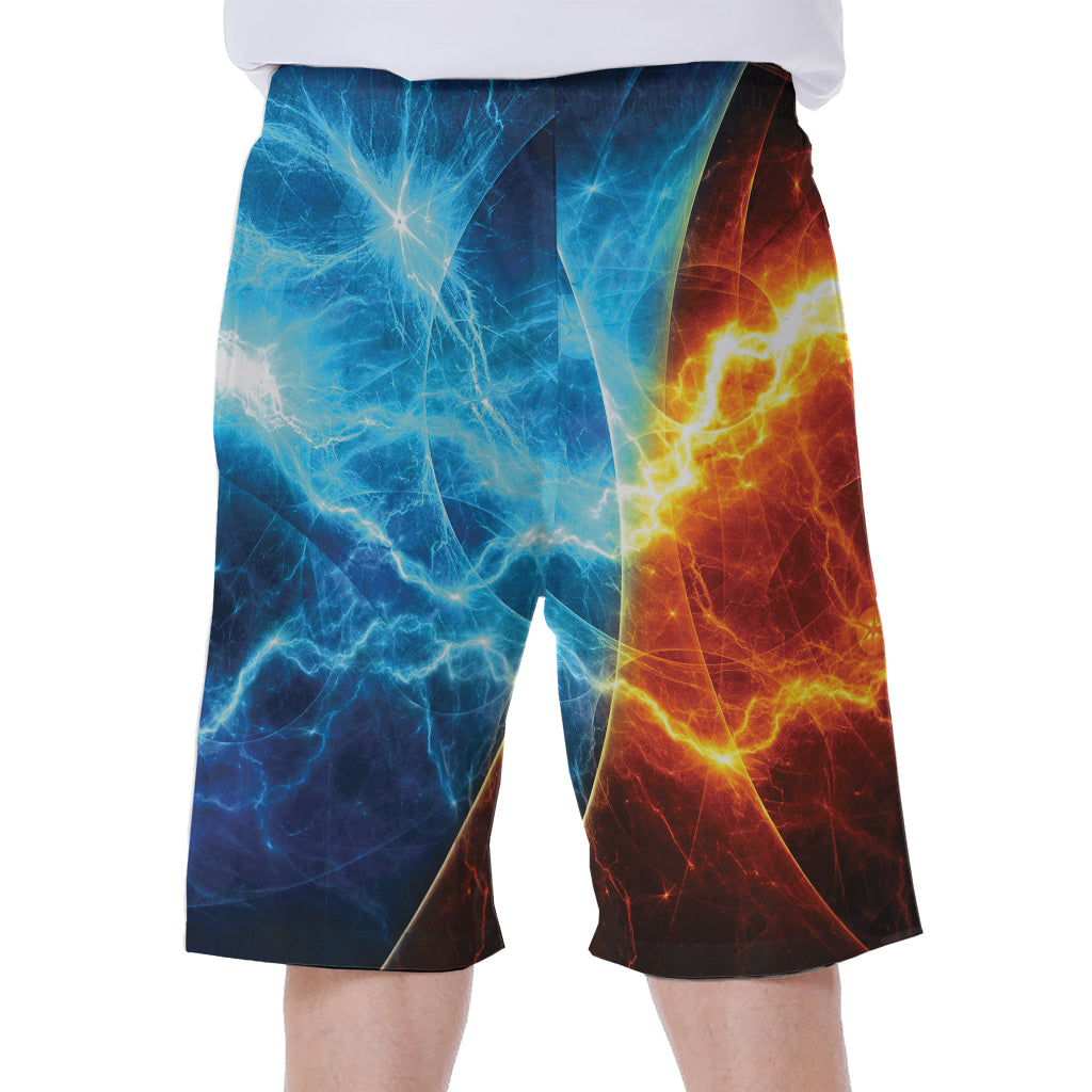 Fire And Ice Energy Print Men's Beach Shorts