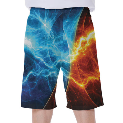 Fire And Ice Energy Print Men's Beach Shorts