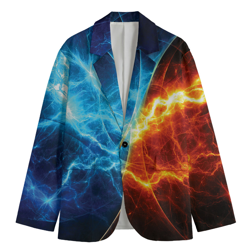 Fire And Ice Energy Print Men's Cotton Blazer
