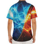 Fire And Ice Energy Print Men's Deep V-Neck Shirt