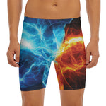 Fire And Ice Energy Print Men's Long Boxer Briefs