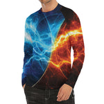 Fire And Ice Energy Print Men's Long Sleeve Rash Guard