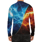 Fire And Ice Energy Print Men's Long Sleeve Rash Guard