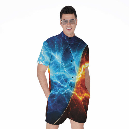 Fire And Ice Energy Print Men's Rompers