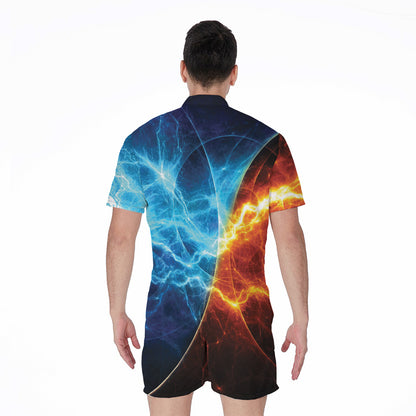 Fire And Ice Energy Print Men's Rompers