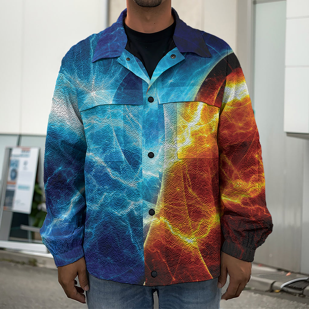 Fire And Ice Energy Print Men's Shirt Jacket