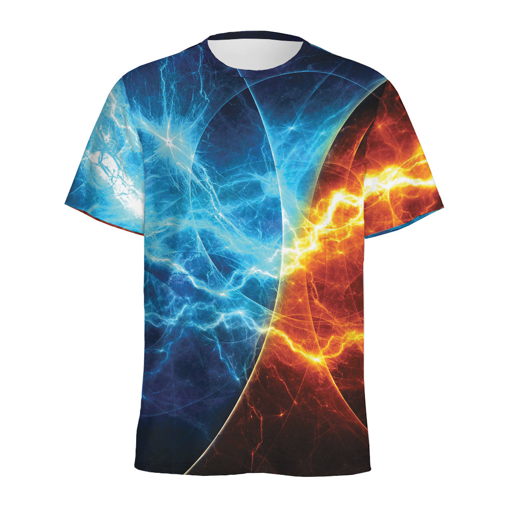 Fire And Ice Energy Print Men's Sports T-Shirt