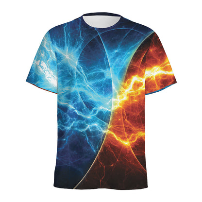 Fire And Ice Energy Print Men's Sports T-Shirt