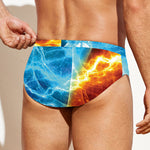 Fire And Ice Energy Print Men's Swim Briefs