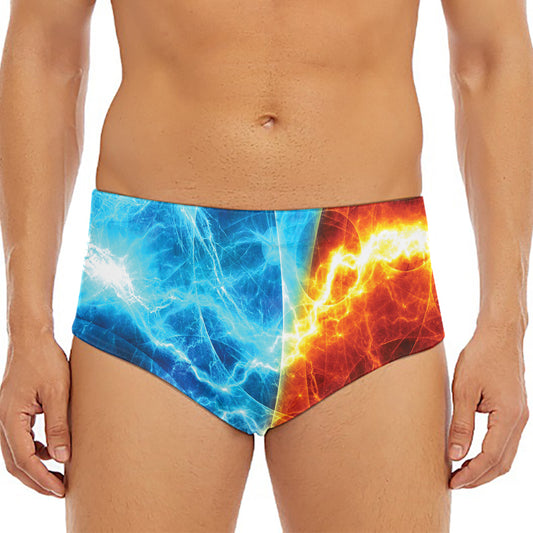 Fire And Ice Energy Print Men's Triangle Swim Briefs