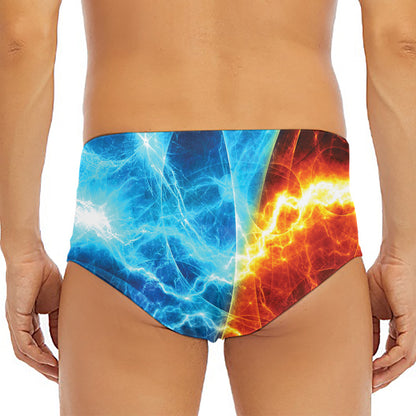 Fire And Ice Energy Print Men's Triangle Swim Briefs
