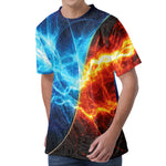 Fire And Ice Energy Print Men's Velvet T-Shirt
