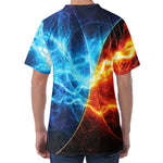 Fire And Ice Energy Print Men's Velvet T-Shirt