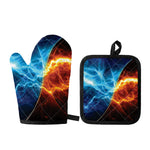 Fire And Ice Energy Print Oven Mitt And Pot Holder Set