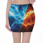 Fire And Ice Energy Print Pencil Mini Skirt