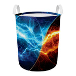 Fire And Ice Energy Print Round Laundry Basket