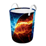 Fire And Ice Energy Print Round Laundry Basket