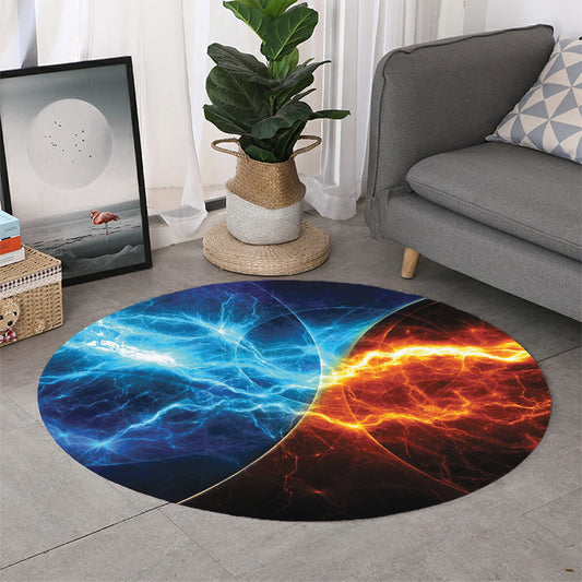 Fire And Ice Energy Print Round Rug