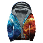 Fire And Ice Energy Print Sherpa Lined Zip Up Hoodie