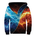 Fire And Ice Energy Print Sherpa Lined Zip Up Hoodie