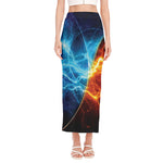 Fire And Ice Energy Print Side Slit Maxi Skirt