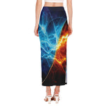 Fire And Ice Energy Print Side Slit Maxi Skirt
