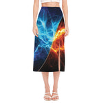 Fire And Ice Energy Print Side Slit Midi Skirt