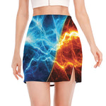 Fire And Ice Energy Print Side Slit Mini Skirt