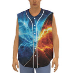 Fire And Ice Energy Print Sleeveless Baseball Jersey