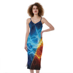 Fire And Ice Energy Print Slim Fit Midi Cami Dress