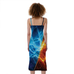 Fire And Ice Energy Print Slim Fit Midi Cami Dress