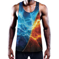 Fire And Ice Energy Print Men's Workout Tank Top