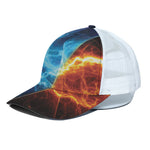 Fire And Ice Energy Print White Mesh Trucker Cap