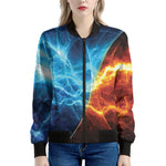 Fire And Ice Energy Print Women's Bomber Jacket