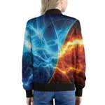 Fire And Ice Energy Print Women's Bomber Jacket