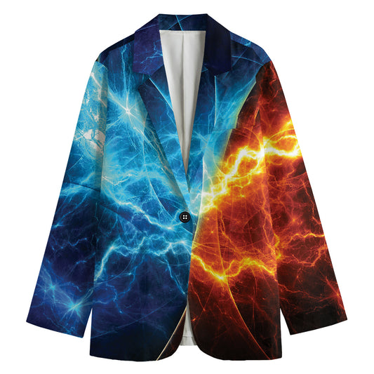 Fire And Ice Energy Print Women's Cotton Blazer